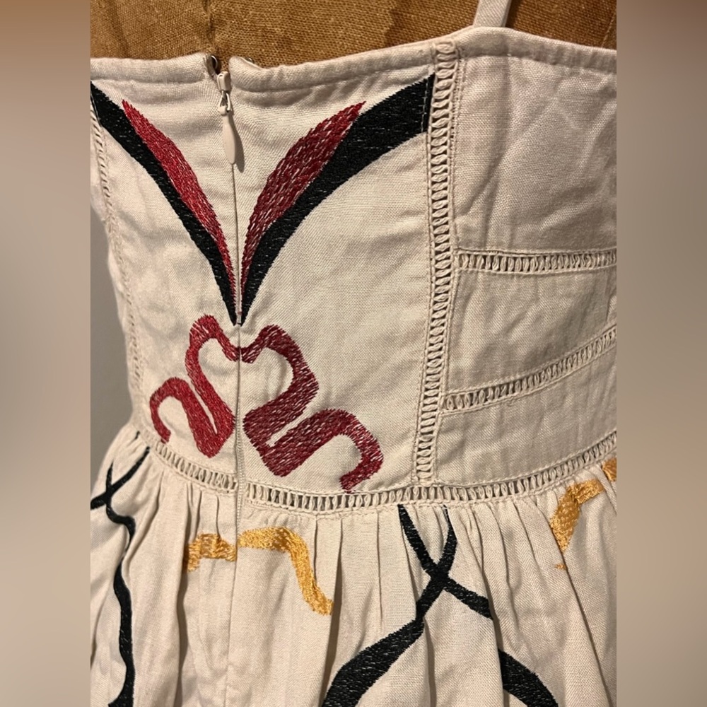 Free People White and Pink Embroidered Mini Dress EUC - Picture 7 of 14
